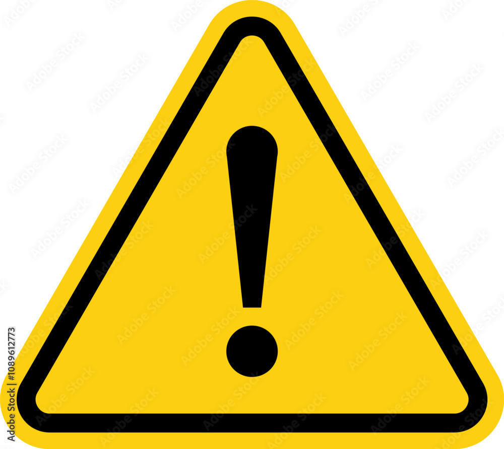 Exclamation point on a yellow triangle Sign. Caution and warning. Road ...