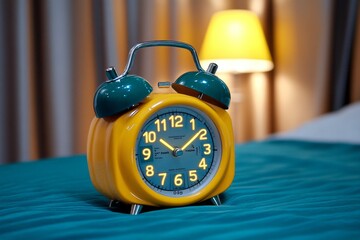Poster - Clock alarm with a digital screen showing weather updates alongside the time