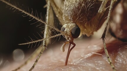 Close-Up of a Mosquito on Skin Surface