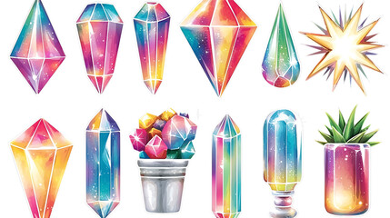 Poster - Vibrant crystal art collection creative studio digital illustrations colorful environment artistic viewpoint abstract concepts