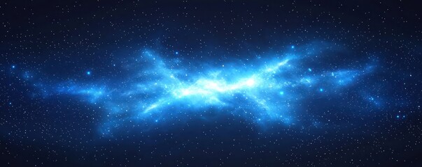 Wall Mural - Cosmic Dust and Glowing Light: Blue Particle Background