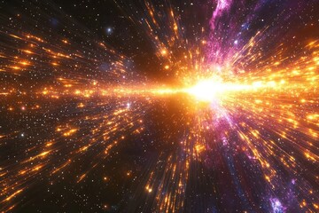 Wall Mural - Cosmic Landscape Filled with Radiant Particles