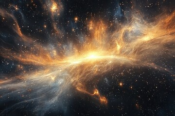 Wall Mural - Cosmic Landscape Filled with Radiant Particles