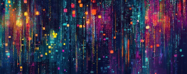 Wall Mural - Digital code background with abstract elements, futuristic technology theme