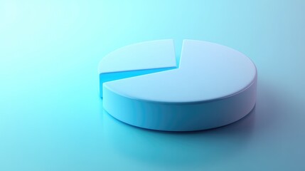 Poster - Minimalist Blue Pie Chart on a Soft Background Representing Data Analysis for Business Reports, Presentations, and Visualizations in Marketing Strategies