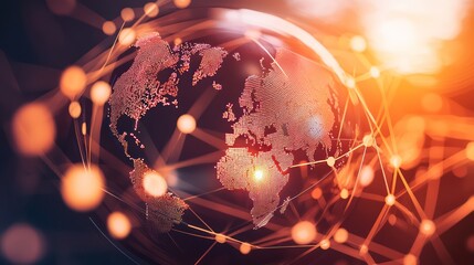 Wall Mural - Digital globe showcasing global network connections, futuristic design