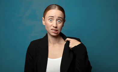 Wall Mural - feeling stressed, anxious, tired and frustrated, pulling shirt neck, looking frustrated with problem