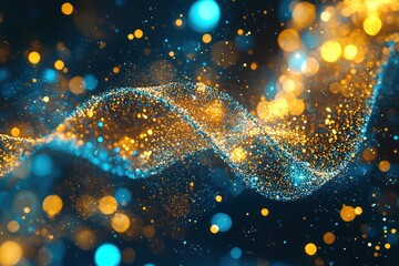Wall Mural - DNA Helix: Glowing Particles and Molecular Dynamics