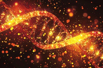 Wall Mural - DNA Helix: Glowing Particles and Molecular Dynamics