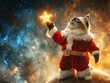 © Bendix - Christmas Cat in a Cosmic Wonderland Reaching for a Star