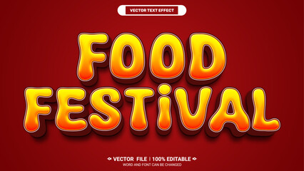 Poster - Food festival editable 3d vector text style effect  