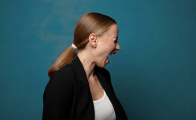 Wall Mural - shouting aggressively, looking very angry, frustrated, outraged or annoyed, screaming no