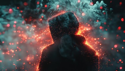 Wall Mural - dreamlike digital art with abstract glowing particles
