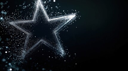 Wall Mural - A shimmering star created with sparkling particles against a dark backdrop.