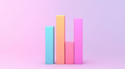 Poster - Colorful 3D Bar Graph on Soft Pink Background Representing Data Growth and Analysis for Business Presentations and Reports in Modern Design Aesthetic