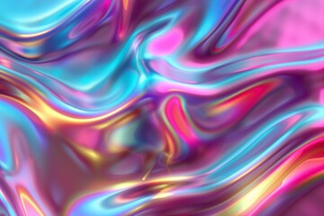 Poster - Vivid abstract swirl of colorful textures reflecting light in vibrant pink, blue, and gold tones, creating a dynamic visual composition