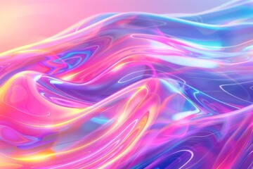Poster - Colorful abstract waves with a gradient effect creating a vibrant background, showcasing flowing textures in soft pastel hues
