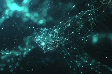 Poster - Abstract representation of interconnected nodes and lines showcasing digital technology and data visualization in a dark space