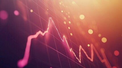  - Abstract Financial Graph in Pink and Purple Colors Representing Market Trends and Data Analysis with Blurry Bokeh Background