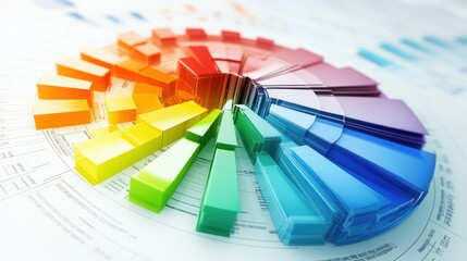  - Colorful 3D Bar Graph Displaying Data Visualization Techniques for Enhanced Business Analysis, Marketing Strategies, and Informative Presentations in Modern Work Environments