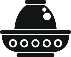 Poster - black and white alien spaceship is flying through space