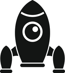 Poster - simple black and white spaceship is ready for interstellar travel