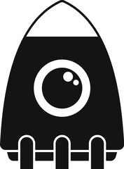 Poster - simple black and white spaceship icon is ready to be launched into space