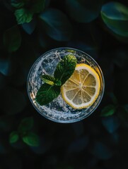 Poster - Glass of lemonade with lemon slice