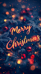 Wall Mural - Merry Christmas lighting neon sign