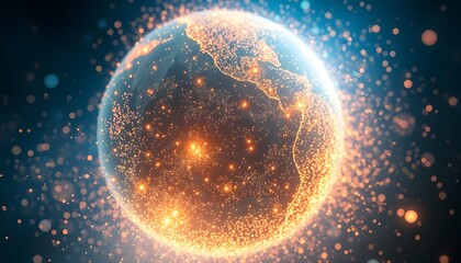 Poster - A Vigorous Planet Dissolving and Disappearing in Glowing Particles with a Unique Visual Effect for Creative Projects