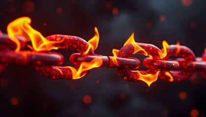 Poster - A Vivid Illustration of Two Interconnected Fire Chains Representing Energy and Dynamism in Creative Designs