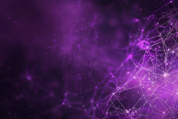 Fototapete - Abstract representation of a digital network in shades of purple with glowing connections and nodes illuminated in a starry backdrop