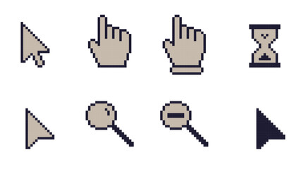 Poster - pixel art computer mouse cursors and icons, cursor icon set, cursor pointers, cursor mouse icon set,