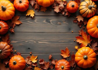 Poster - A warm Thanksgiving scene features colorful fall elements on a rustic wooden table with ample copy space for social media use.