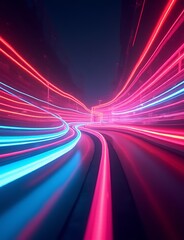 Aufkleber - Neon lights create an abstract, dynamic scene with curved trails and vibrant colors that evoke a sense of movement and retro charm.