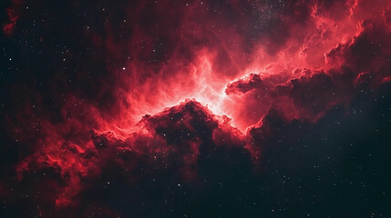Wall Mural - abstract red universe nebula clouds in space, with starry night cosmos galactic sky. wallpaper backg