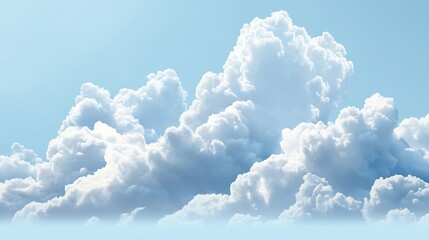 Wall Mural - realistic fluffy white clouds drifting over serene blue sky image