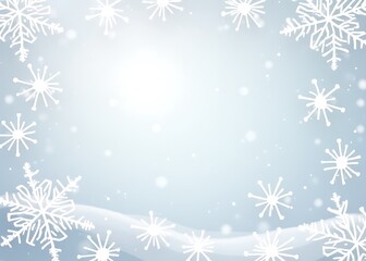 Poster - Vector illustration of white snowflakes with Christmas motifs and winter elements featuring geometric designs on a snowy isolated background.