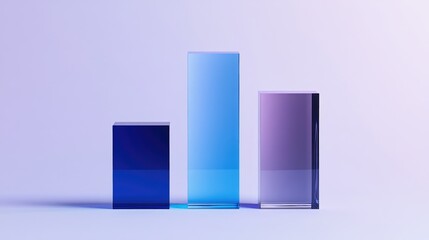 Poster - Abstract Glass Shapes Representing Growth and Progress with a Gradient Color Palette on a Soft Background for Modern Design Aesthetics