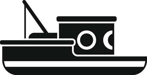 Poster - simple fishing boat icon representing commercial fishing, angling, or recreational boating