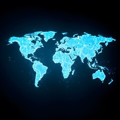 Poster - A Captivating Visualization of a Vigorous World Map Diminishing into Particles with Glowing Effects for Global Connectivity Concepts