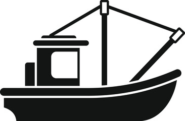 Poster - black silhouette of a fishing boat, representing commercial fishing and marine industries