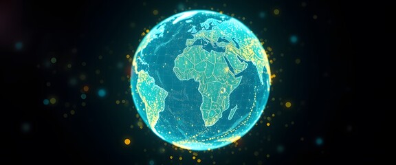 Poster - A Vigorously Vibrant Planet Dissolving into Ethereal Particles with Glowing Effects Imagery for Science and Art Projects