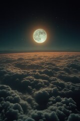 Wall Mural - Full moon above clouds