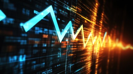 Poster - Dynamic Stock Market Graph Shows Fluctuating Trends