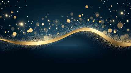 Wall Mural - happy new year abstract shiny gold glitter wave with bokeh design element