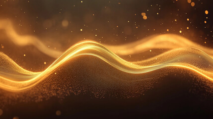 Wall Mural - Happy New Year Abstract shiny Gold glitter wave with Bokeh design element	