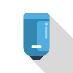 Poster - modern electric water heater ensuring hot water supply for household needs, featuring a sleek blue d