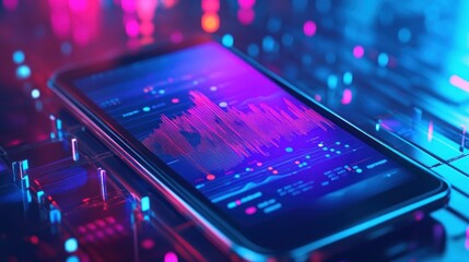 Poster - Smartphone Displaying Vibrant Data Graphs And Charts