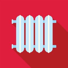 Poster - heating radiator providing warmth and comfort during cold winter days, flat design icon with long sh